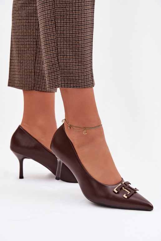 hochhackige Schuhe Schuhe mit Ornamenten Eko Haut CzekoladoZue Fivara