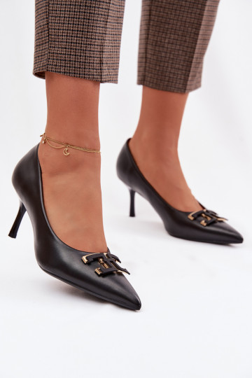 High Heels mit Ornamenten aus Kunstleder in Schwarzfarbe Fivara 2
