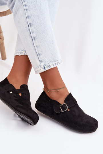 Schuhe Feminin aus Öko-INildlederoZue mit Schnallen schZuarze Farbe Ismora