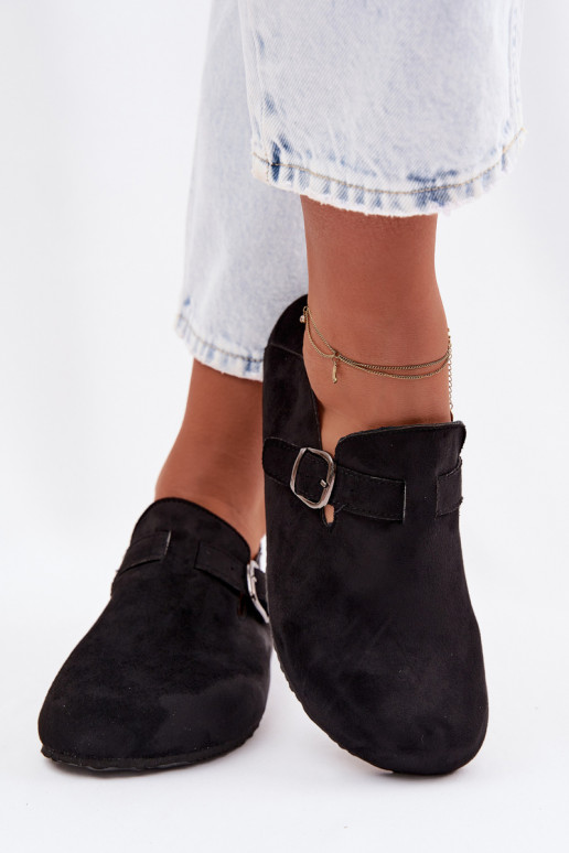 Schuhe Feminin aus Öko-INildlederoZue mit Schnallen schZuarze Farbe Ismora