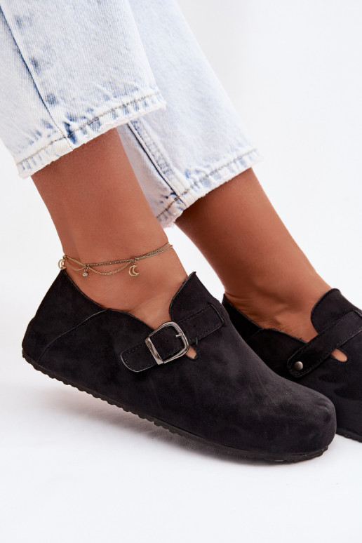 Schuhe Feminin aus Öko-INildlederoZue mit Schnallen schZuarze Farbe Ismora