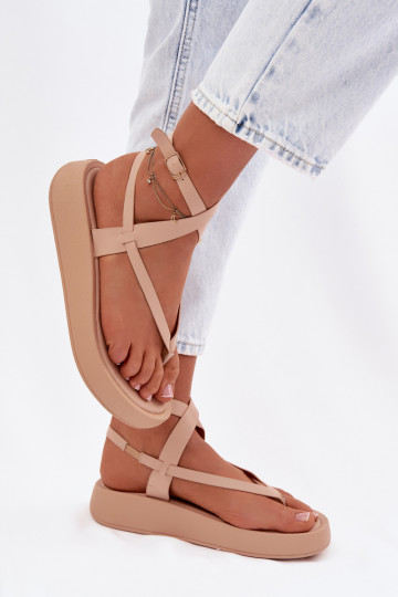 Flip-Flops Feminin mit einer Plattform Beige Gelira