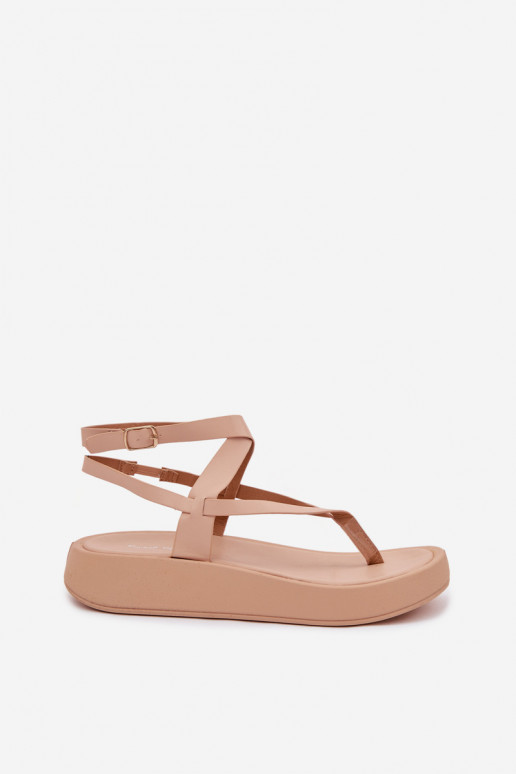 Flip-Flops Feminin mit einer Plattform Beige Gelira