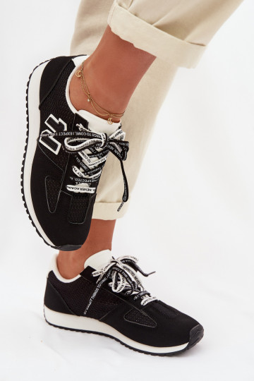 Sneakers Stilvollllschuhe Feminin Mit Dekorationen Schnürungm schZuarze Farbe Henira