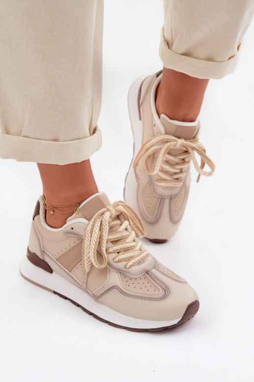 Sneakers Stilvollllschuhe Feminin aus Öko-Leder Beige Kelira