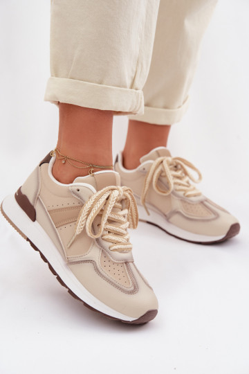 Sneakers Stilvollllschuhe Feminin aus Öko-Leder Beige Kelira 2