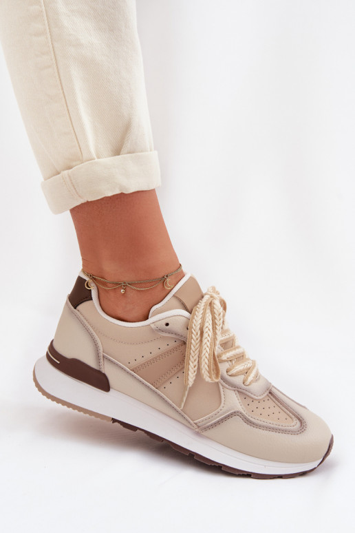 Sneakers Stilvollllschuhe Feminin aus Öko-Leder Beige Kelira
