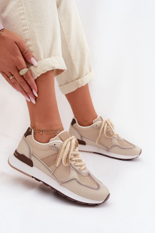 Sneakers Stilvollllschuhe Feminin aus Öko-Leder Beige Kelira