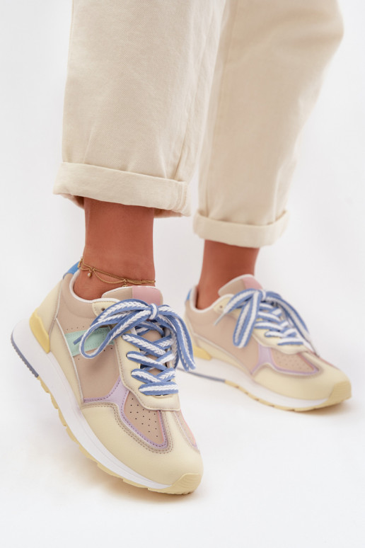 Sneakers Stilvollllschuhe Feminin aus Öko-Leder gelbe Farbe Kelira