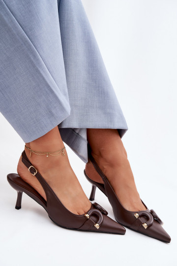 Damensandalen mit dünnen Absätzen Mit Dekorationen Detalem CzekoladoZue Brienne