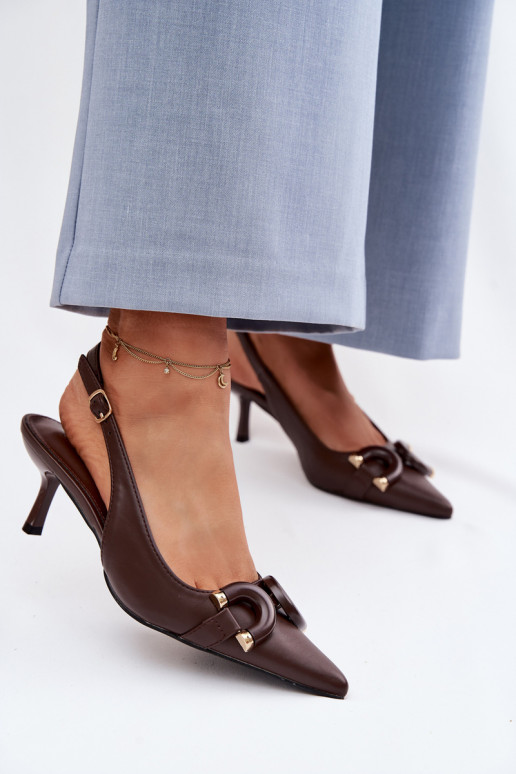 Damensandalen mit dünnen Absätzen Mit Dekorationen Detalem CzekoladoZue Brienne