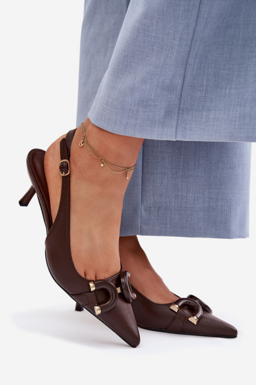 Damensandalen mit dünnen Absätzen Mit Dekorationen Detalem CzekoladoZue Brienne