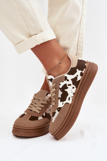 Damen Sneakers im sportlichen Stil mit Plattform in Sandfarbe Denissa 2