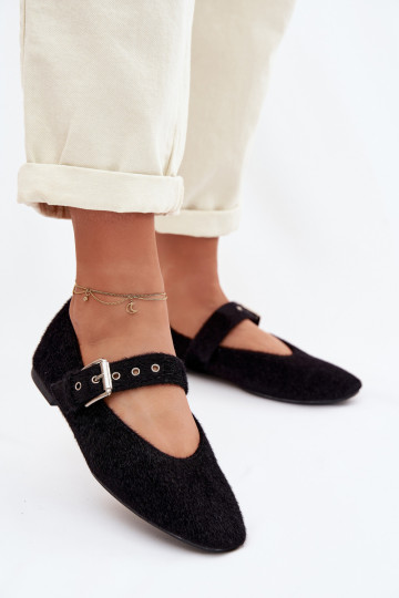 Damen Ballerinas mit Riemchen in Schwarz Pamira 2