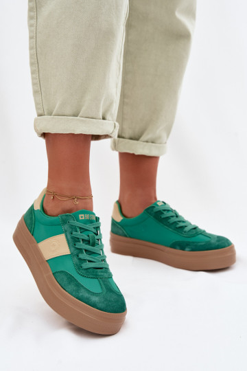 Damen Wildleder Sneakers im sportlichen Stil Big Star TT274163 in Grün 2