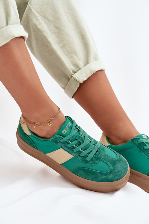 aus INildleder Sneakers Stilvollllschuhe Feminin Big Star TT274163 grüne Farbe