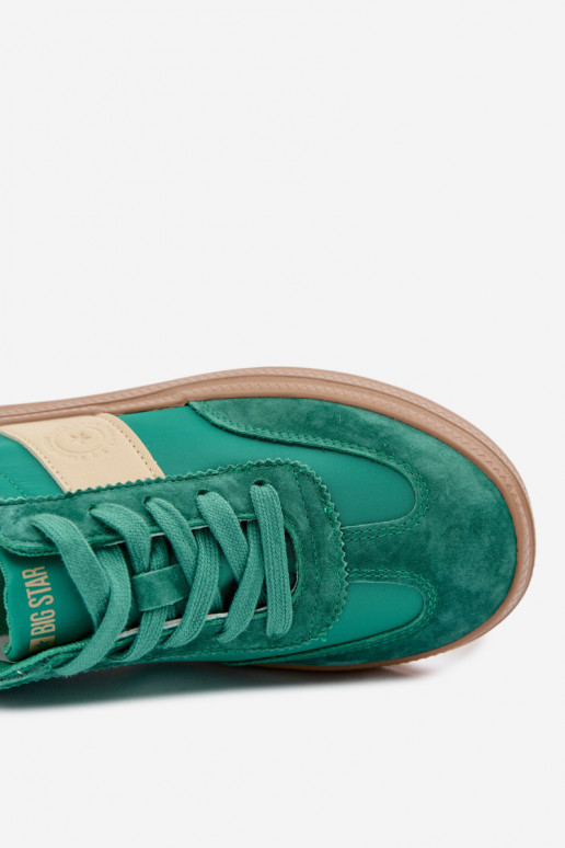 aus INildleder Sneakers Stilvollllschuhe Feminin Big Star TT274163 grüne Farbe