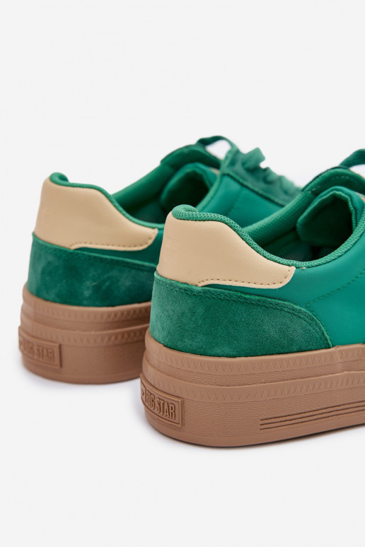 aus INildleder Sneakers Stilvollllschuhe Feminin Big Star TT274163 grüne Farbe