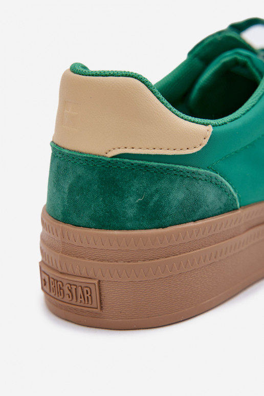 aus INildleder Sneakers Stilvollllschuhe Feminin Big Star TT274163 grüne Farbe