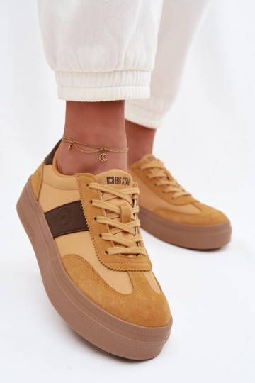 Damen Wildleder Sneakers im sportlichen Stil Big Star TT274166 in Gelb 2