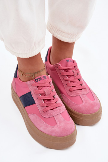 Damen Wildleder Sneakers im sportlichen Stil Big Star TT274164 in Rosafarbe
