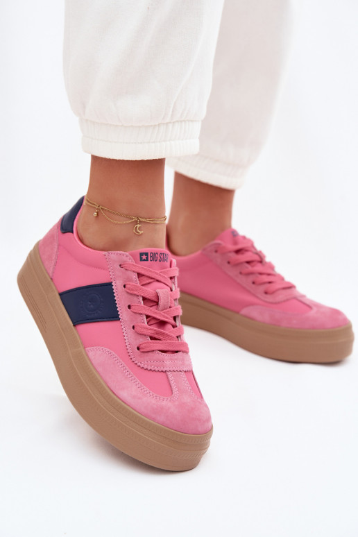 aus INildleder Sneakers Stilvollllschuhe Feminin Big Star TT274164 pinke Farbe