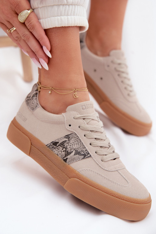 Sneakers Stilvollllschuhe Feminin Ze INstaZukami Schlangenhaut Big Star TT274299 graue Farbe