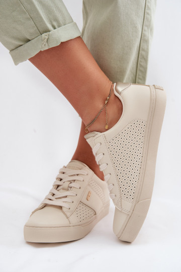 Damen Sneakers im sportlichen Stil mit Lochmustern Big Star TT274292 in Sandfarbe