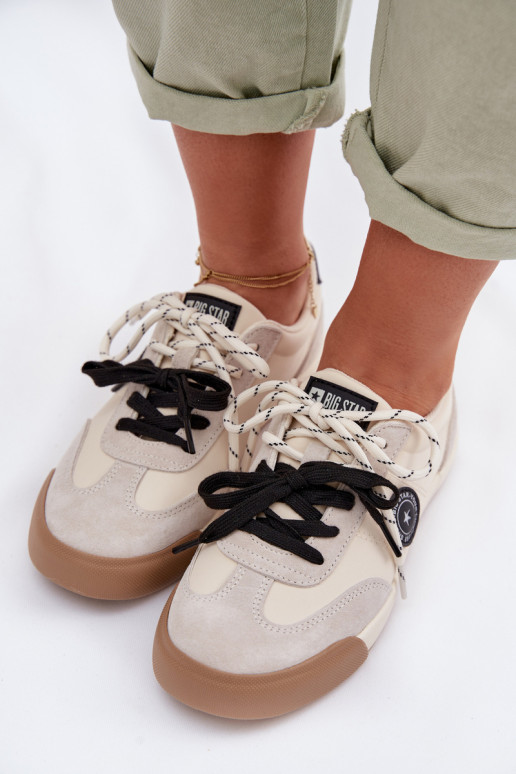 Sneakers Stilvollllschuhe FemininPodZuójnym Schnürungm Big Star TT274168 Beige
