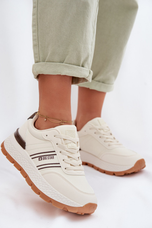 Sneakers Stilvollllschuhe Feminin mit einer Plattform Big Star TT274881 Hi-Poly System Beige
