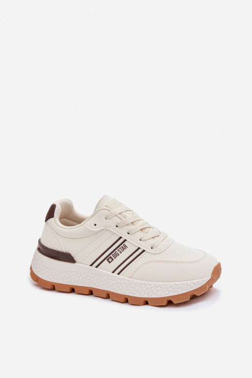 Sneakers Stilvollllschuhe Feminin mit einer Plattform Big Star TT274881 Hi-Poly System Beige