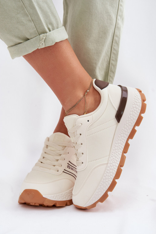 Sneakers Stilvollllschuhe Feminin mit einer Plattform Big Star TT274881 Hi-Poly System Beige