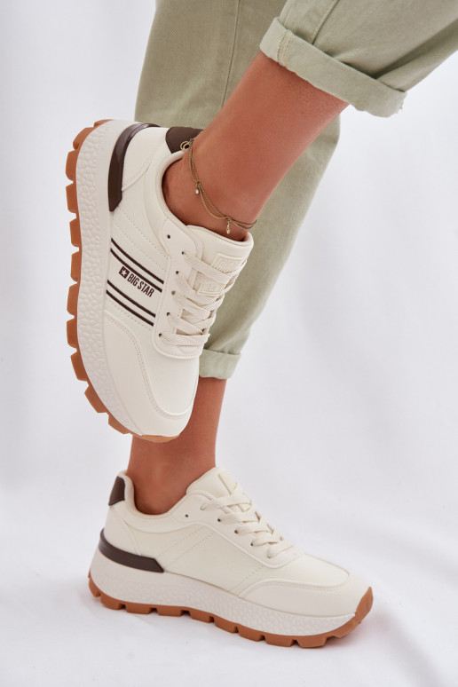 Sneakers Stilvollllschuhe Feminin mit einer Plattform Big Star TT274881 Hi-Poly System Beige
