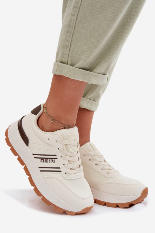 Sneakers Stilvollllschuhe Feminin mit einer Plattform Big Star TT274881 Hi-Poly System Beige