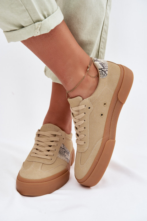Sneakers Stilvollllschuhe Feminin Ze INstaZukami Schlangenhaut Big Star TT274298 Beige