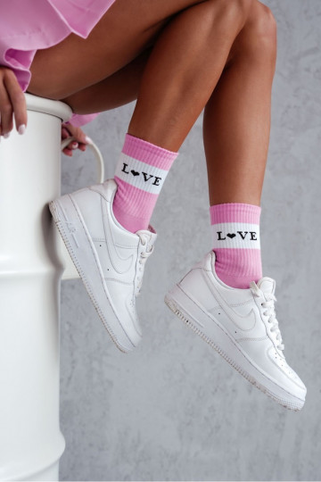 Damen Baumwollsocken LOVE in Rosa