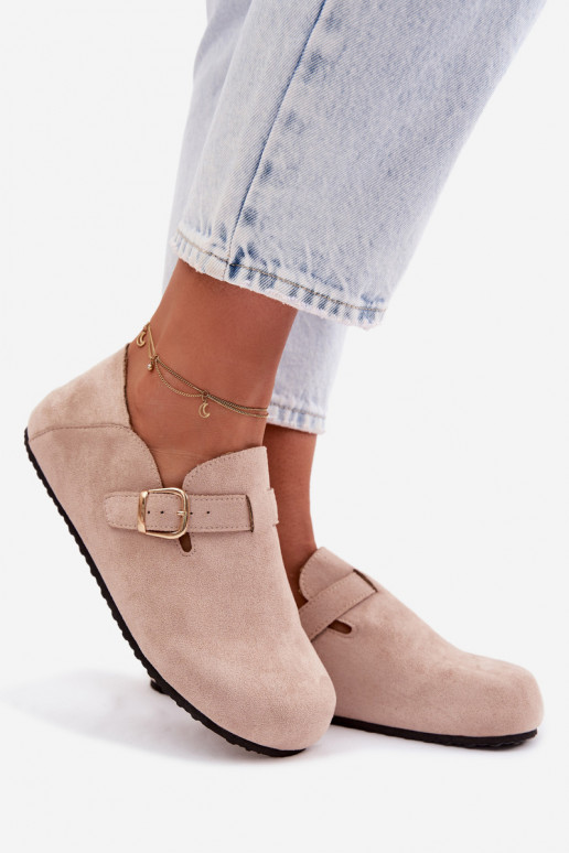 Damen Schuhe aus Kunstleder mit goldfarbenen Schnallen in Sandfarben Ismora