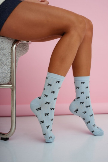 Socken Feminin Es mussłe mit Bändern blaue Farbe