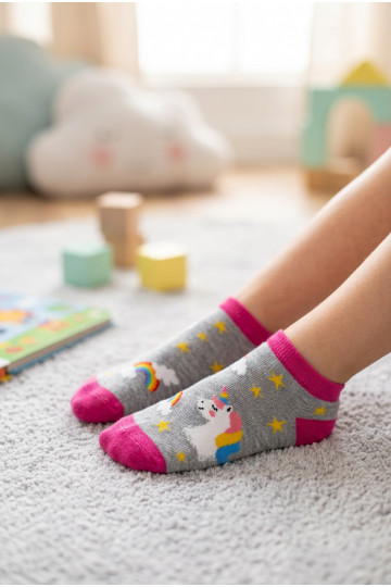 Socken Einhörnerc Kindisch Jugend graue Farbe