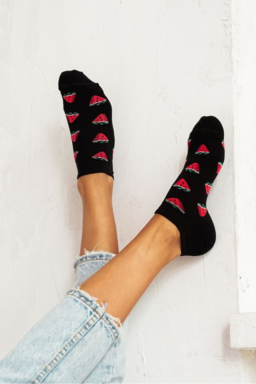 Socken Feminin mit INassermelone schZuarze Farbe