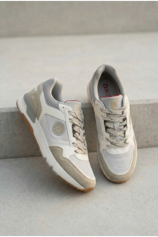 Sneakers Stilvollllschuhe für Männer mit einer Plattform Big Star TT174032 INeiß-blaue Farbe