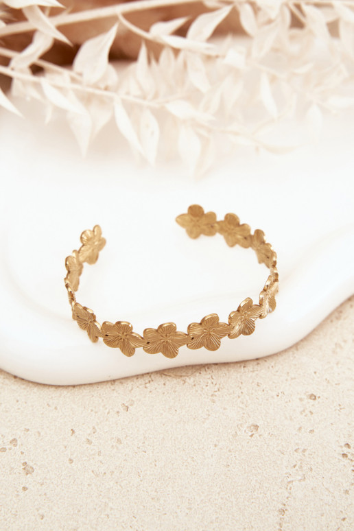 Ein Armband Feminin aus Edelstahl mit floralen Motivenuszki goldene Farbe