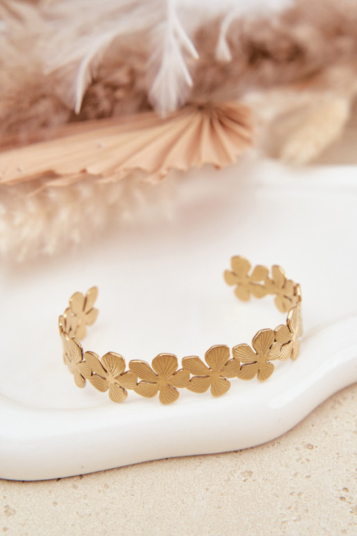 Ein Armband Feminin aus Edelstahl mit Blumen goldene Farbe