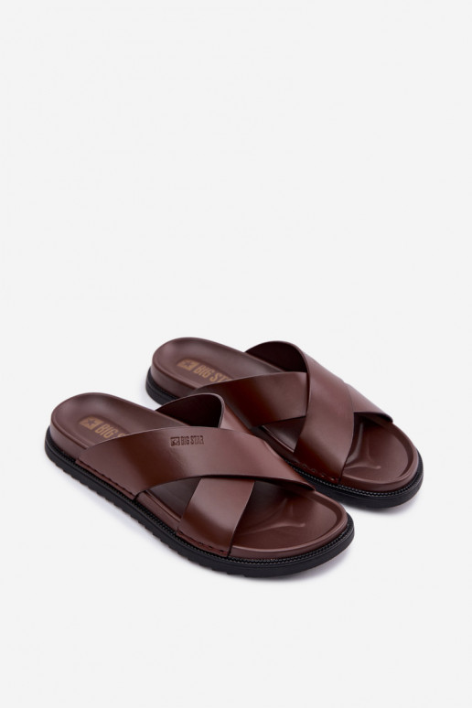 Lederhausschuhe für Männer Big Star TT174218 dunkelbraun