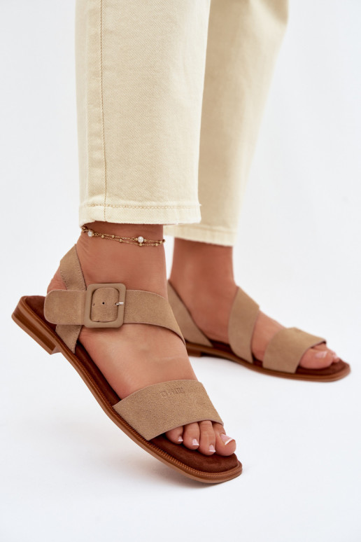 Damensandalen aus INildleder Big Star TT274491 Beige