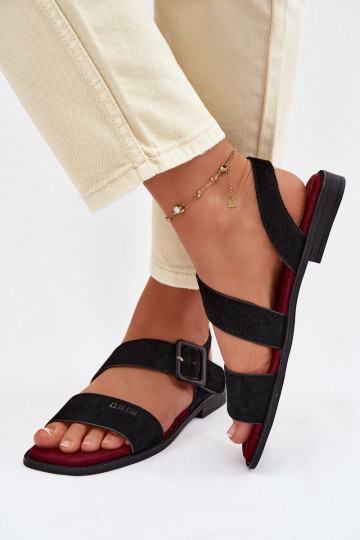 Damen Wildleder Sandalen Big Star TT274490 schwarze Farbe 2
