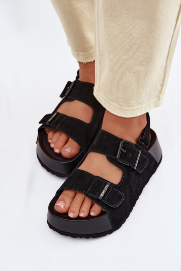 Wildleder Sandalen mit Plateausohle Big Star TT274237 schwarze Farbe