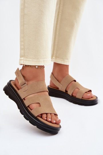 Damen Wildleder Sandalen Big Star TT274482 sandfarbene Farbe 2