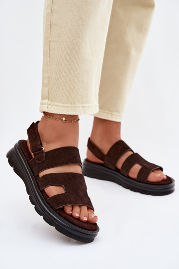 Damen Wildleder Sandalen Big Star TT274483 schokoladenfarbene Farbe 2