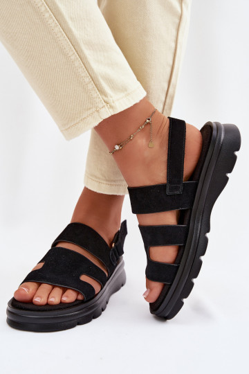 Damen Wildleder Sandalen Big Star TT274484 schwarze Farbe
